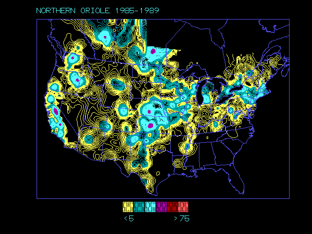 Map of Orioles Breeding in USA